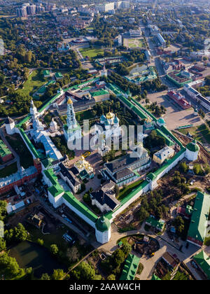 Drone view of Trinity Lavra of St. Sergius in town, Moscow, Russia Stock Photo