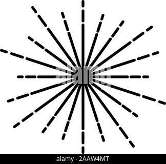 Sunburst Fireworks rays Radial ray Beam lines Sparkle Glaze Flare Starburst concentric radiance lines icon black color vector illustration flat style Stock Vector