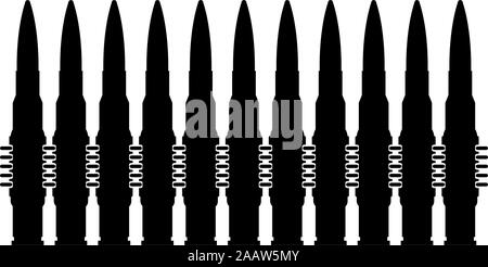 Bullets in row belt Machine gun cartridges Bandoleer War concept icon black color vector illustration flat style simple image Stock Vector