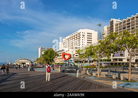 Street life on seafront in city of Kota Kinabalu Sabah Malaysia Borneo Stock Photo