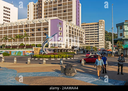 Street life on seafront in city of Kota Kinabalu Sabah Malaysia Borneo Stock Photo