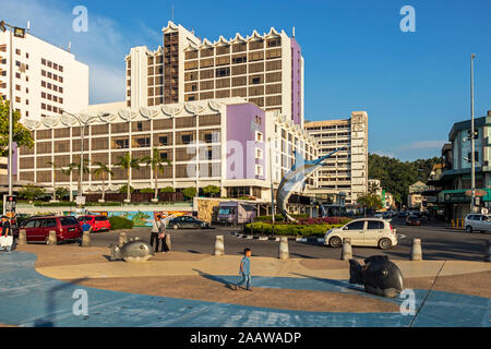 Street life on seafront in city of Kota Kinabalu Sabah Malaysia Borneo Stock Photo