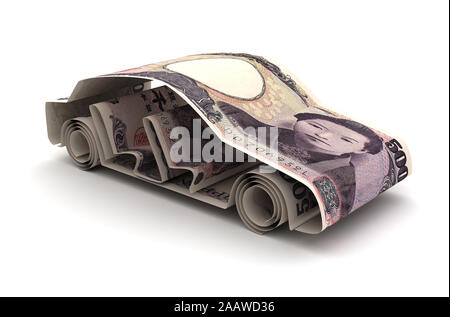 Car Finance With Japanese Yen (Isolated on white background) Stock Photo