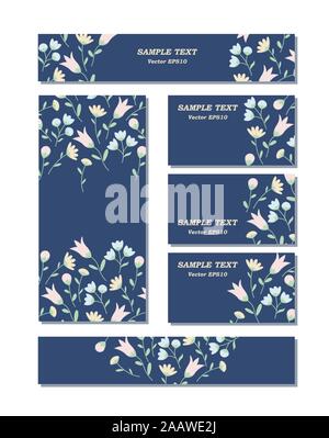 Floral patterns of different sizes with flowers in pastel colors. For romantic design, announcements, greeting cards, advertisement. Vector EPS10 Stock Vector