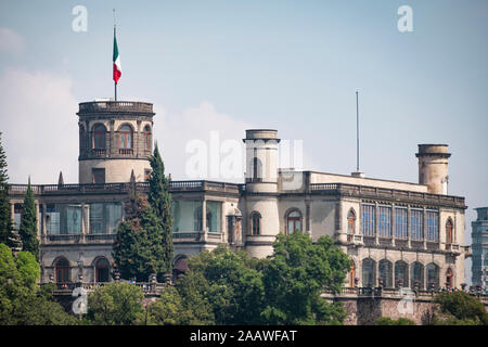 View of Chapultepec Castle against sky in Mexico city during sunny day, Mexico