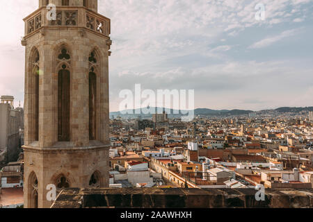 City of Barcelona, seen from the Basilica of Santa María del Mar, Spain Stock Photo