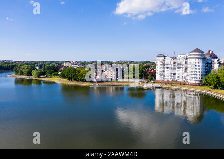 Scenic view of Upper pond against sky, Kaliningrad, Russia Stock Photo