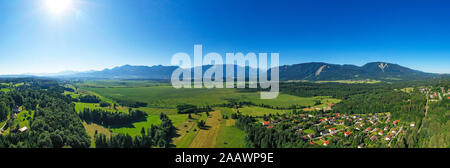 Panoramic view of Murnauer Moos in Upper Bavaria, Germany Stock Photo