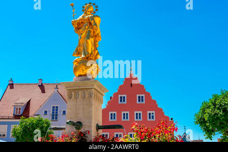 Low angle view of St. Mary's Column against clear blue sky at Bavaria, Germany Stock Photo