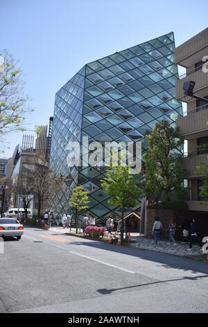 The exterior of Prada store designed by the famous architects Herzog & De Meuron in Aoyama district in Tokyo, Japan Stock Photo