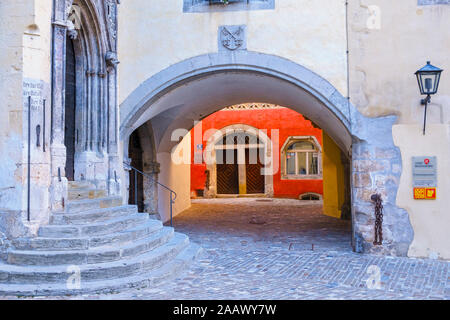 Old town hall and Roter Herzfleck at Regensburg, Upper Palatinate, Bavaria, Germany Stock Photo