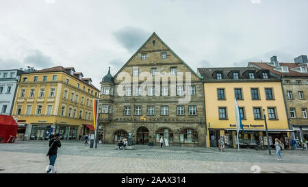 Bayreuth 2019. Typical buildings located on the main street of the city. The central street is very popular with both tourists and citizens who go to Stock Photo