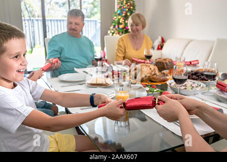Australian family Christmas dinner and celebration Stock Photo
