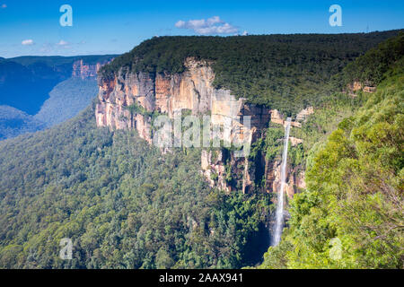 Govetts leap falls and sandstone rock of the blue mountains national park,Sydney,Australia Stock Photo