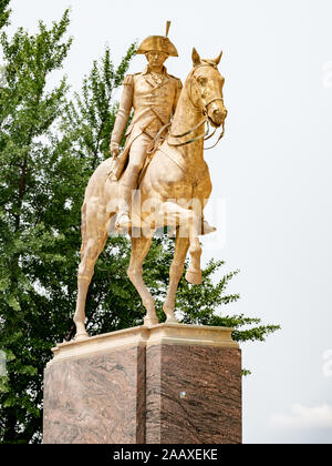 John Gregory's 1937 gilded bronze equestrian statue of Anthony Wayne,, US Army Officer and Statesman during the Revolutionary War. Stock Photo