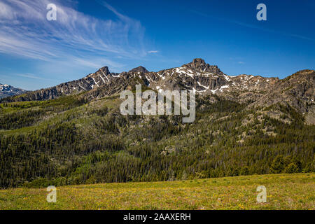 The Heaven's Gate Vista overlooks the Seven Devils Mountain and the Hells Canyon National Recreation Area in western Idaho. Stock Photo