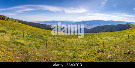 The Heaven's Gate Vista overlooks the Seven Devils Mountain and the Hells Canyon National Recreation Area in western Idaho. Stock Photo