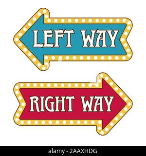 Arrow direction pointer templates, left and right way Stock Vector