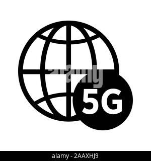Planet or network isolated line icon, 5G Internet connection Stock Vector
