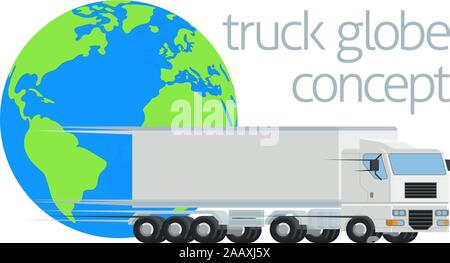 Logistics Globe Semi Truck Big Rig Concept Stock Vector