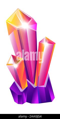 Gemstone or crystal isolated icon, red ruby mineral Stock Vector