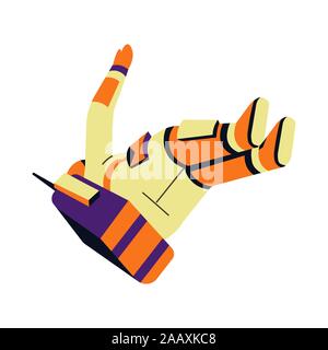 Spaceman and gravity, astronaut in motion, isolated character in spacesuit Stock Vector