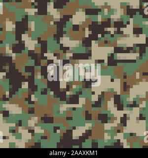 Urban Camouflage Background. Army Abstract Modern Military Pattern. Green Fabric Textile Print for Uniforms and Weapons Stock Vector