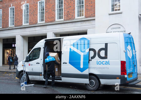 A DPD local delivery van on Brushfield Street, Spitalfields, London, UK Stock Photo