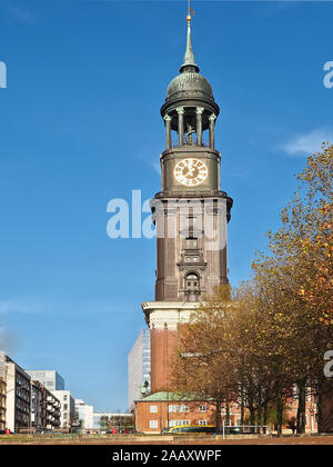 Main church of Hamburg in Germany named St Michaelis church or Michel Stock Photo
