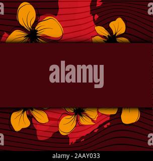 Modern closeup of yellow flowers on red background for decoration design. Spring season. Summer background Stock Vector