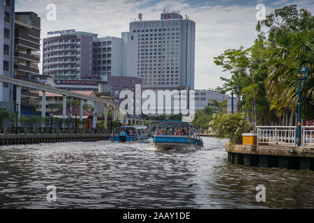 Malacca City (also spelled Melaka) is the capital of the coastal state of Malacca, in southwestern Malaysia. Stock Photo