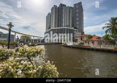 Malacca City (also spelled Melaka) is the capital of the coastal state of Malacca, in southwestern Malaysia. Stock Photo