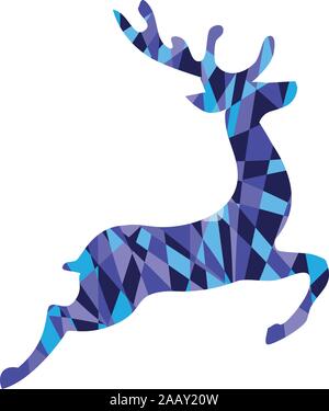 vector illustration of a mosaic Christmas reindeer. Christmas card. Stock Vector