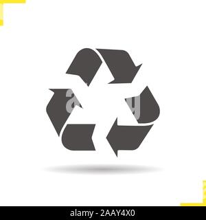 Recycle symbol. Drop shadow silhouette icon. Negative space. Vector isolated illustration Stock Vector