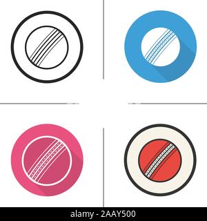 Cricket ball icon. Flat design, linear and color styles. Isolated vector illustrations Stock Vector