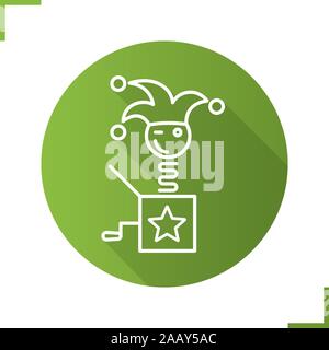 Jack in the box linear icon. Winking clown thin line illustration. April fools day. Jester toy. Contour symbol. Vector isolated outline drawing Stock Vector