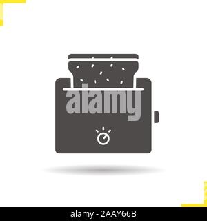 Toaster icon. Drop shadow silhouette symbol. Toasted bread vector isolated illustration Stock Vector