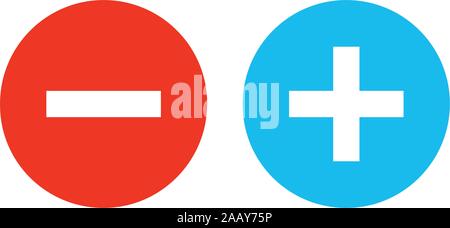 Plus and minus in circle. Positive and negative buttons. Stock Vector illustration isolated Stock Vector