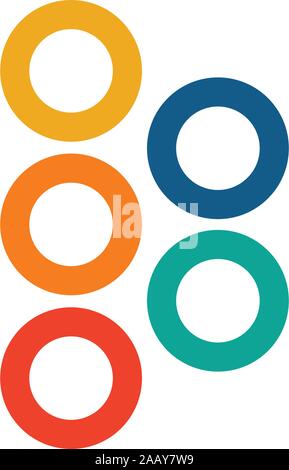 five infographic circles Logo colorful design template. Five point Social Logo. Stock Vector illustration isolated Stock Vector