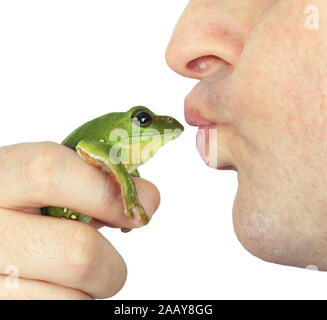 Frosch wird gekuesst | kissing a frog | BLWS075356.jpg [ (c) blickwinkel/fotototo Tel. +49 (0)2302-2793220, E-mail: info@blickwinkel.de, Internet: www Stock Photo