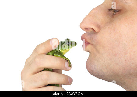Frosch wird gekuesst | kissing a frog | BLWS075353.jpg [ (c) blickwinkel/fotototo Tel. +49 (0)2302-2793220, E-mail: info@blickwinkel.de, Internet: www Stock Photo
