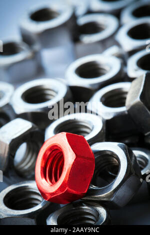 bolt with nuts in stainless steel Stock Photo