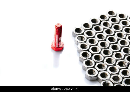 bolt with nuts in stainless steel Stock Photo