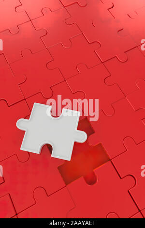 3D illustration,3D rendering,The last piece of the jigsaw puzzle to complete the mission. Includes selection path of floor and background. Stock Photo