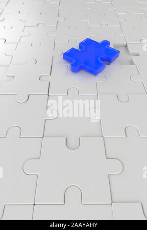 3D illustration,3D rendering,The last piece of the jigsaw puzzle to complete the mission. Includes selection path of floor and background. Stock Photo