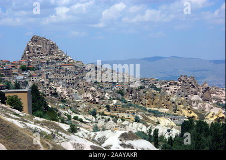 Rock carved houses in Pigeon Valley, Uchisar, Cappadocia, Turkey Stock Photo