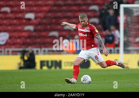 Middlesbrough, UK. 24 November 2019. Adam Clayton of Middlesbrough during the Sky Bet Championship match between Middlesbrough and Hull City at the Riverside Stadium, Middlesbrough on Sunday 24th November 2019. Stock Photo