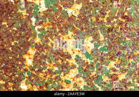 Rusty metal texture as background with streaks of rust. Old sheet of iron covered with rust and corrosion paint Stock Photo