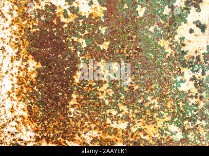 Rusty metal texture as background with streaks of rust. Old sheet of iron covered with rust and corrosion paint Stock Photo