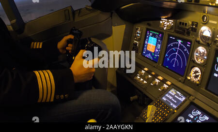 Civil aircraft cockpit photo Stock Photo